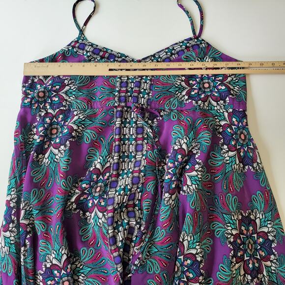 Nicole Miller Printed Empire Waist Hanki Hem Midi Dress Drawstring Empire Waist - Picture 10 of 14